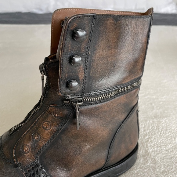 John Varvatos Men’s Leather Zipper Ankle Boots. - Picture 6 of 12